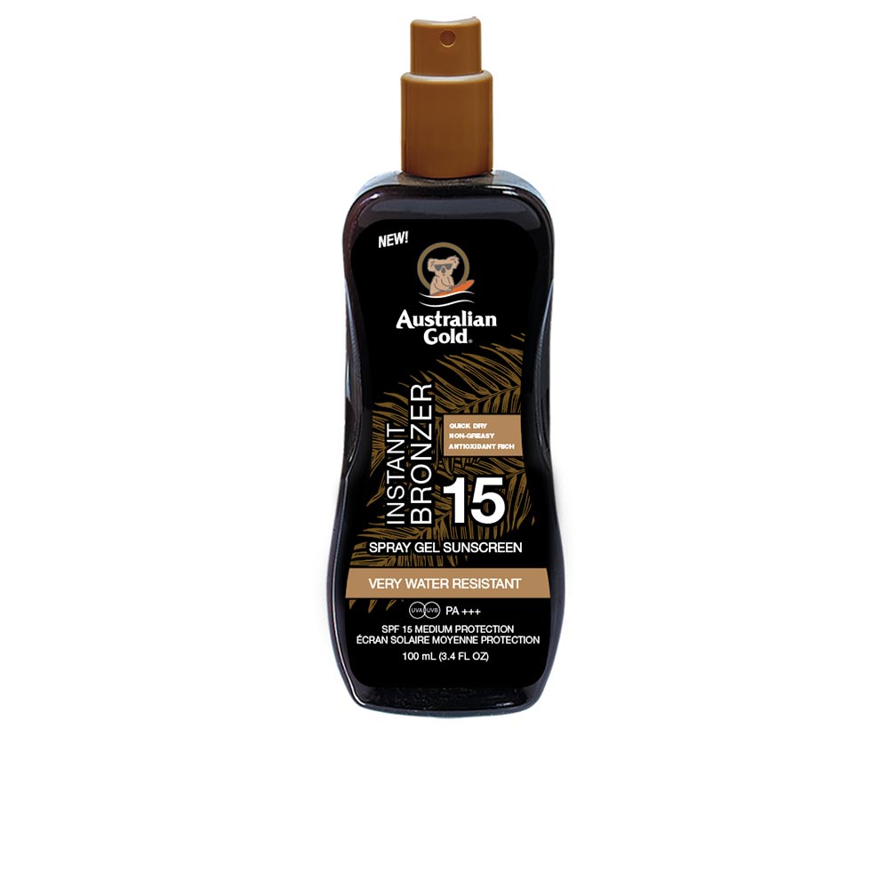 Australian Gold SUNSCREEN SPF15 spray gel with instant bronzer 100 ml
