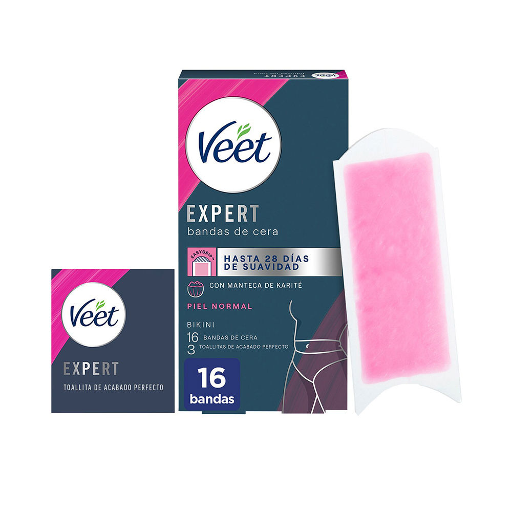 Veet EXPERT BIKINI bandas de cera depilatorias piel normal 16 u