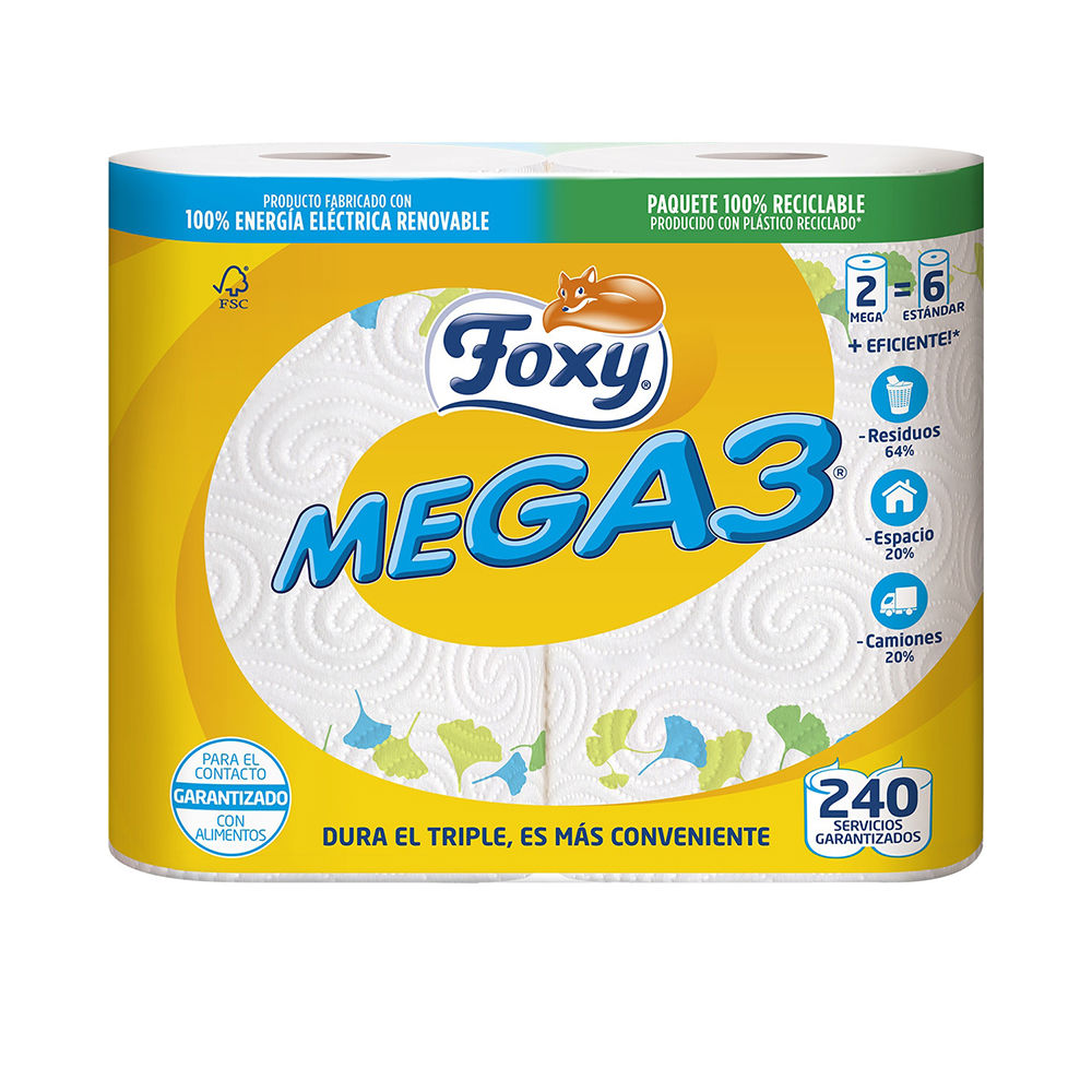Foxy MEGA3 papel cocina triple duración 2 rollos