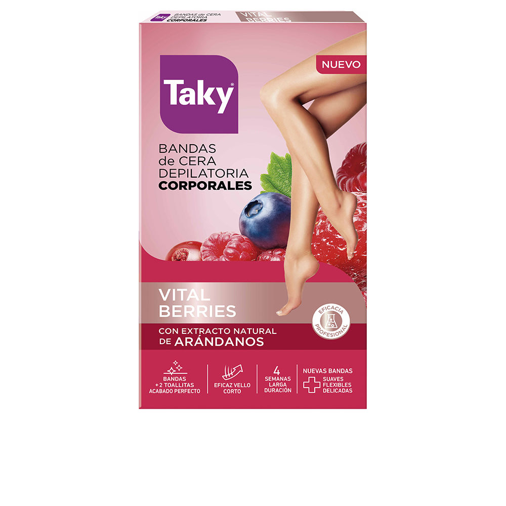 Taky FRUTOS ROJOS bandas cera corporales depilatorias 16 u